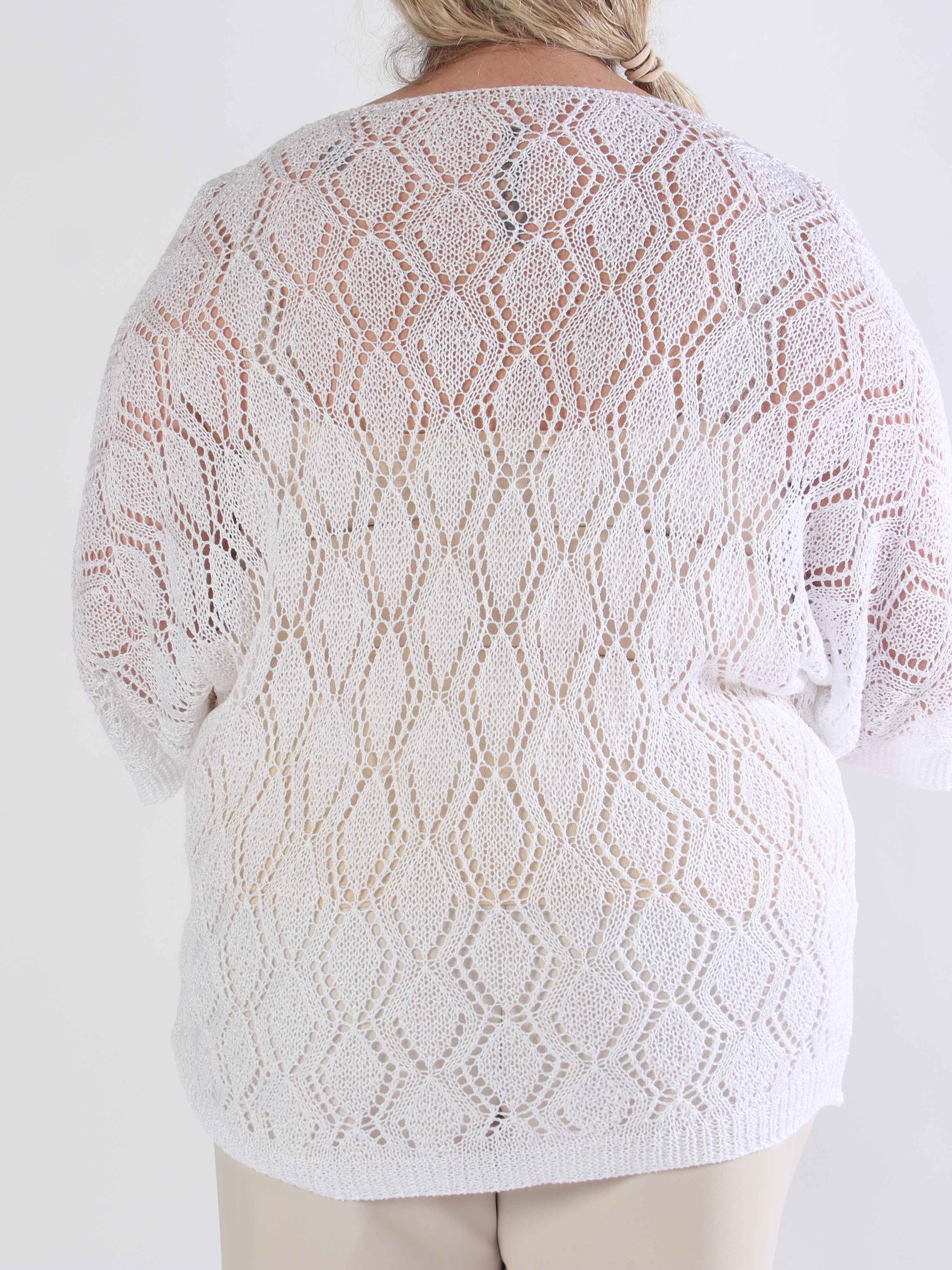 Deisy - Sød plus size tunika i strikket hulmønster